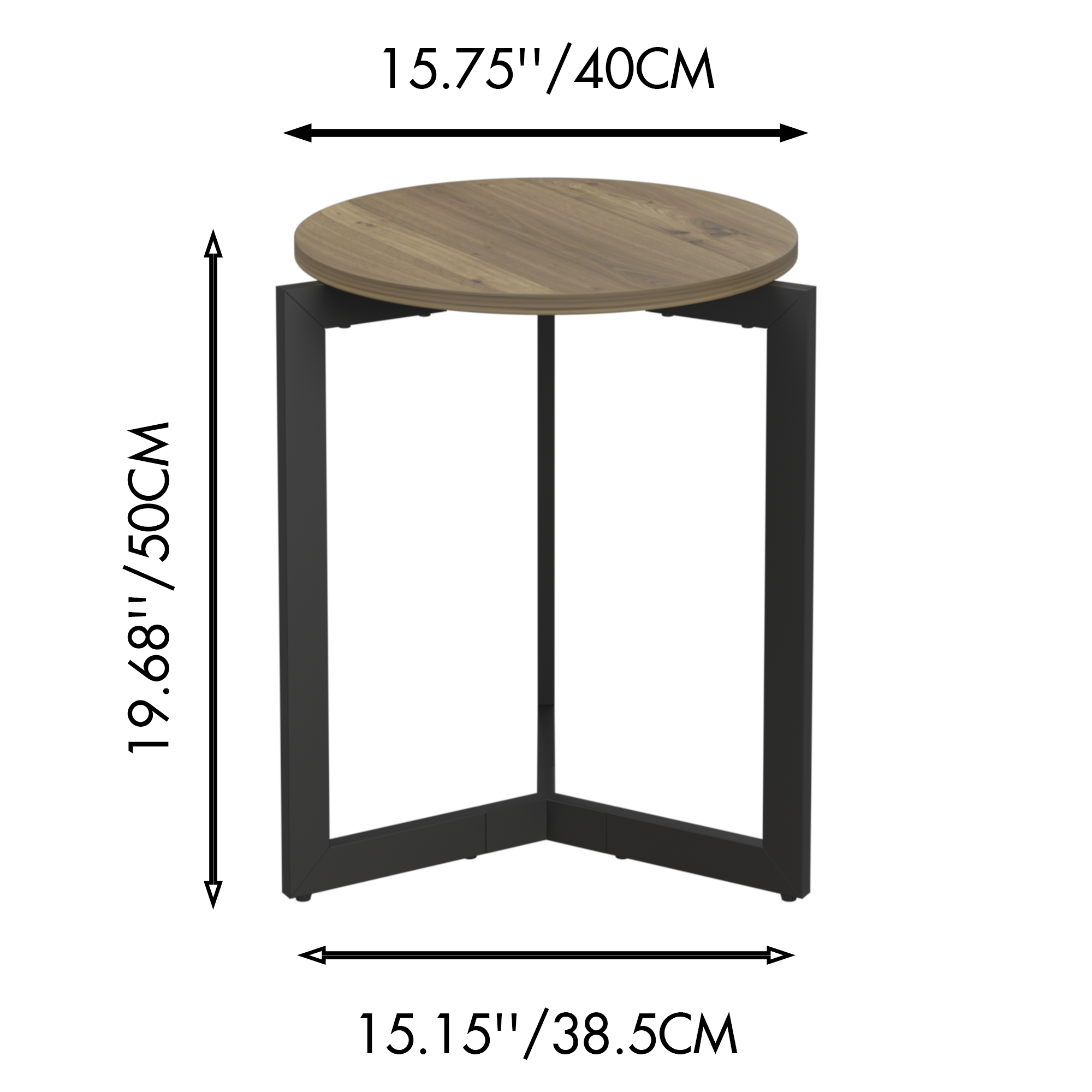 19.68''H Round Side Table, Round Accent End Table with Sturdy Metal Frame, Round Nightstand, for Living Room, Bedroom, Balcony, Office, Brown