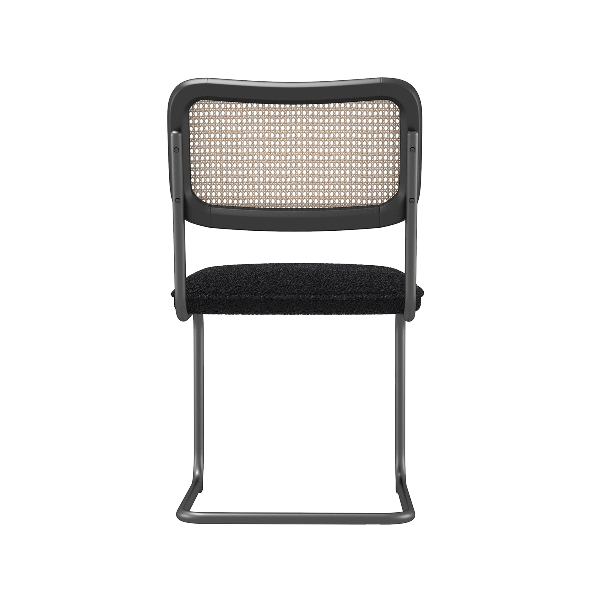 Set of 2, Teddy Velvet Dining Chair with High-Density Sponge, Rattan Chair for Dining room, Living room, Bedroom, Black