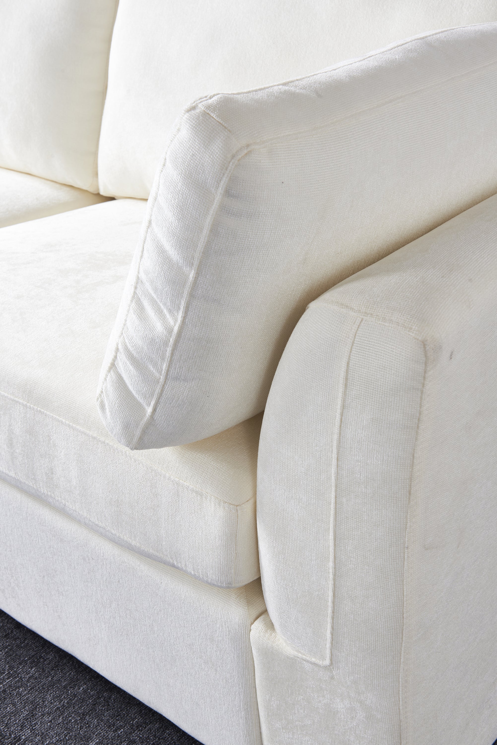 modular sofa whitechenille fabric,  simple and grand, the seat and back is very soft. this is also a KNOCK DOWN sofa