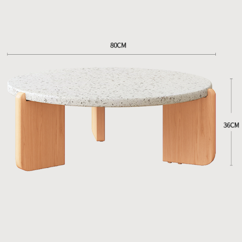 Round Ash Wood Coffee Table with Rectangular Wooden Legs – Perfect for Modern LIvingroom fcp-1312