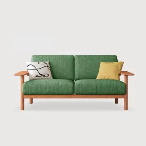 Modern Cherry Wood Sofa with Cotton Linen Cushions - Minimalistic Armchair Design for Living Room fcp-1292