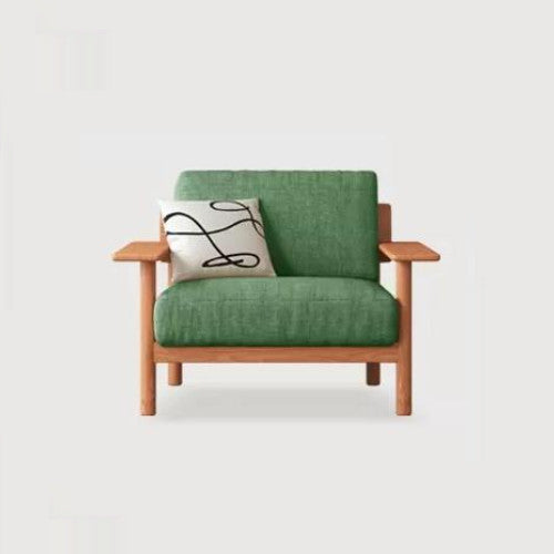 Modern Cherry Wood Sofa with Cotton Linen Cushions - Minimalistic Armchair Design for Living Room fcp-1292