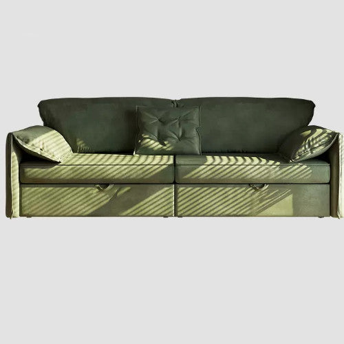 Luxury Green Suede Sofa with Elegant Pine Wood Frame fwlp-932