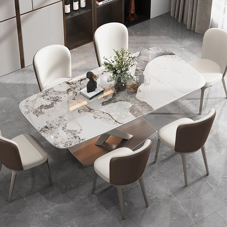 Luxurious Dining Table Rectangle Marble Top with X-Base – Perfect Decor for Diningroom jh-062