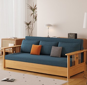 Modern Multi-Color Sofa Bed with Storage in Sturdy Ash Wood Frame - Durable Sleeper Sofa with Cotton Linen Upholstery hyt-1429