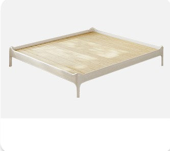 Stylish Light Brown Bed with Natural Wood Accents - Premium Ash Wood Frame fjjj-1655