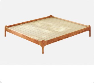 Stylish Light Brown Bed with Natural Wood Accents - Premium Ash Wood Frame fjjj-1655