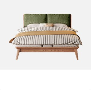 Sleek Ash Wood Bed Frame with Luxurious Down Corduroy Upholstery in Earthy Hues fjjj-1660