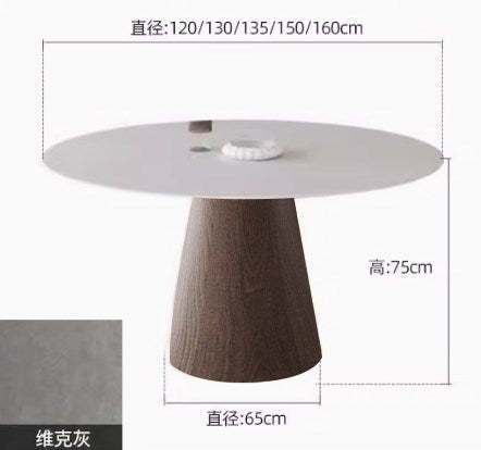 Elegant Natural Wood & Sintered Stone Table - Modern White & Gray Finish with Ash Wood Layers fsm-315