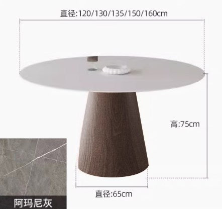 Elegant Natural Wood & Sintered Stone Table - Modern White & Gray Finish with Ash Wood Layers fsm-315