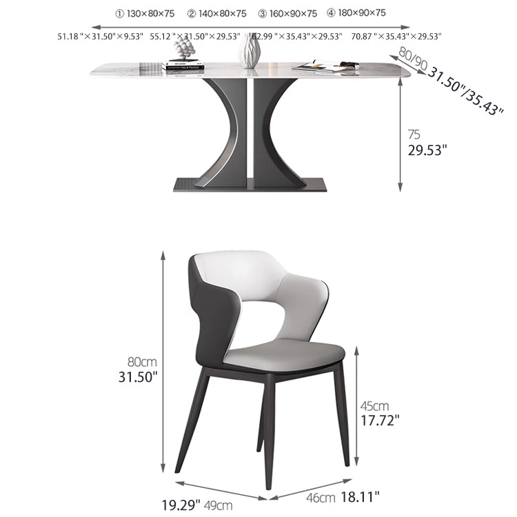 Luxurious Rectangular Dining Table with Marble Top & Carbon Steel Pedestal for 6 jh-270