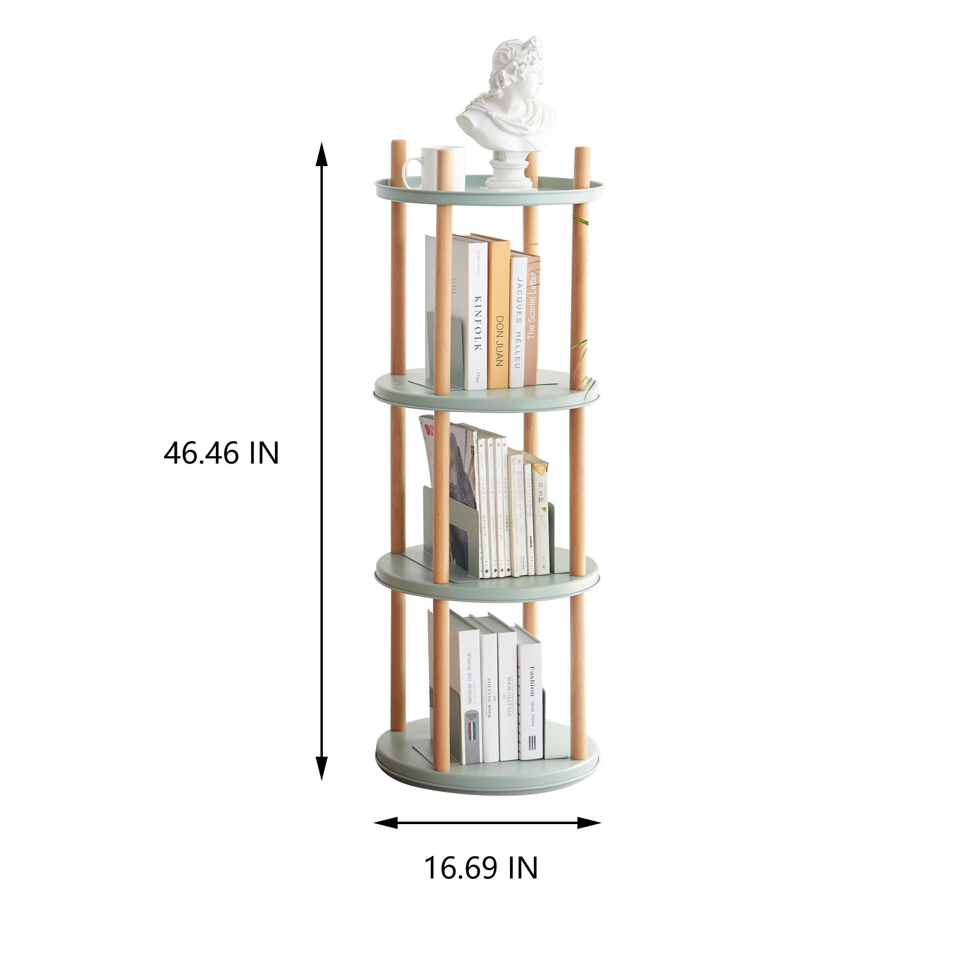 360° Rotating Bookshelf, 4-Tier Storage Shelf with Large Capacity, Multifunctional Standing Rack for Living Room