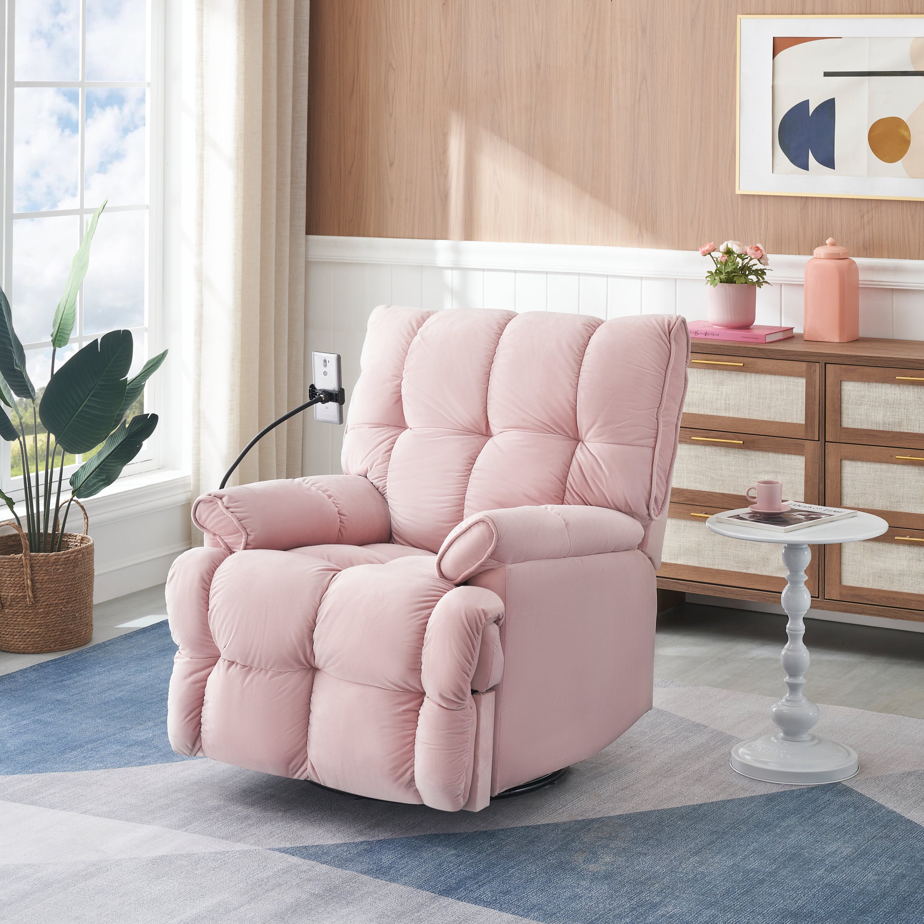 Single chair pink comfortable seat, the seat is soft and comfortable, suitable for small living room space single sofa