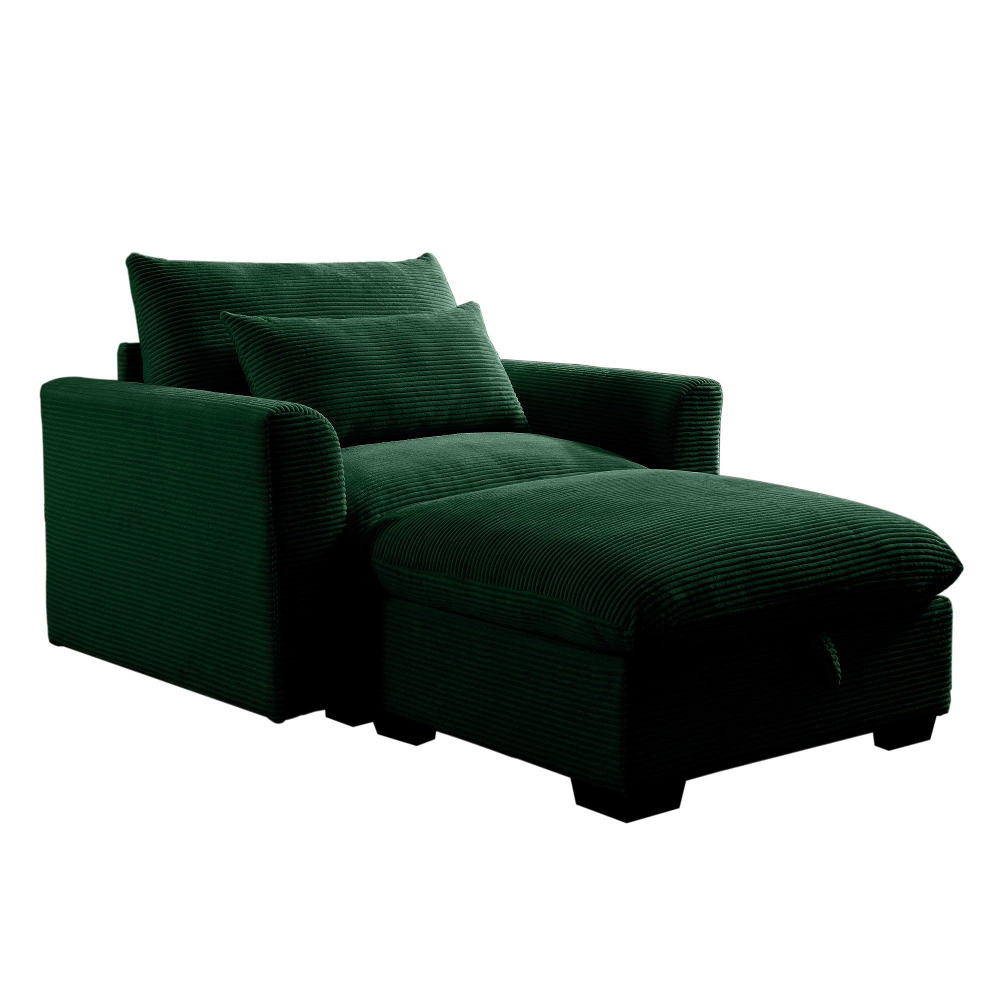 Green Corduroy Sofa Couch, Modular Couch with Storage Ottoman,  Couch Deep Seat Couches for Modern Living Room/Apartment/Office