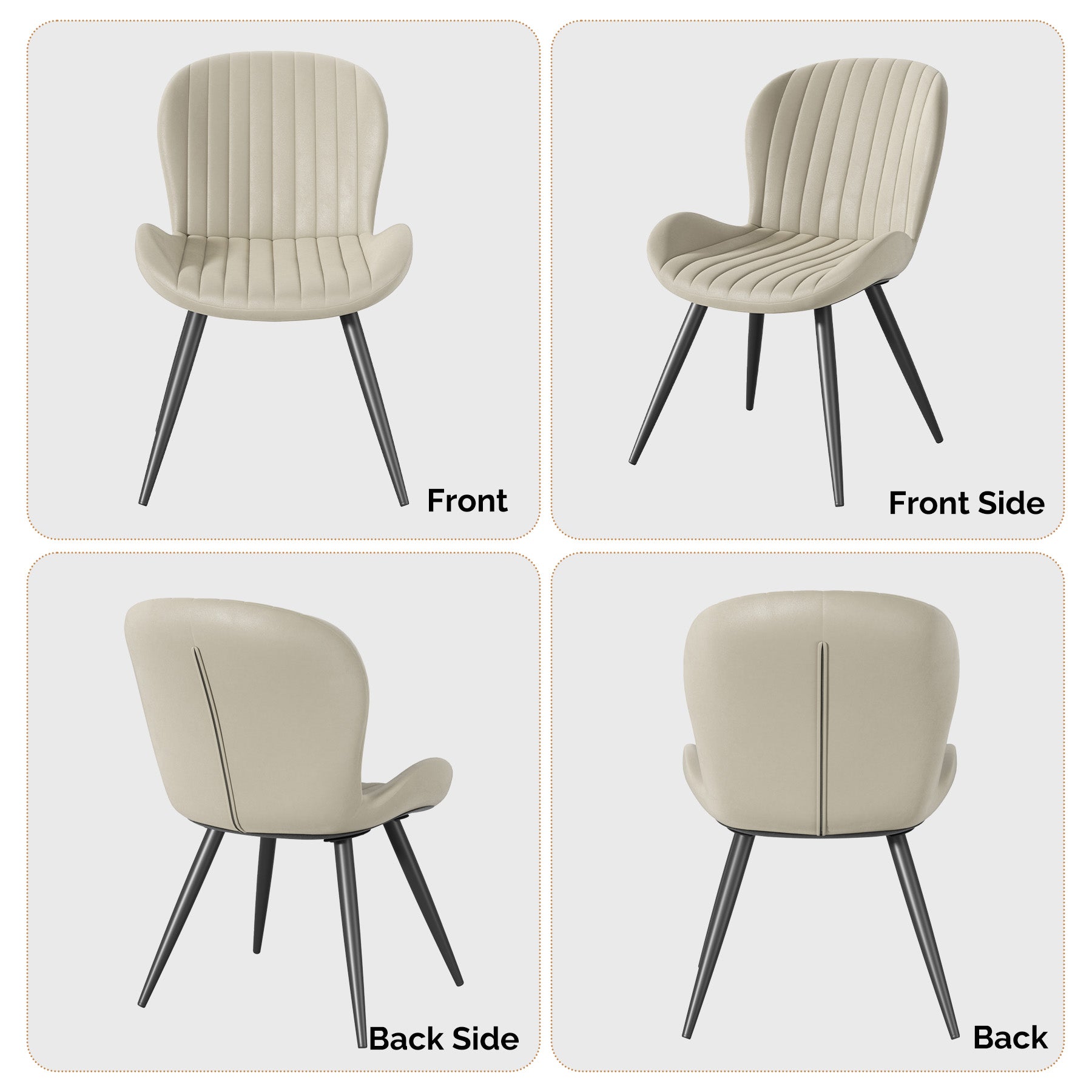 Stylish Leathaire & Iron Dining Chair Chair*2- Modern Comfort and Elegance for LIvingroom FU01051