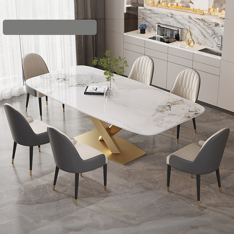 Luxurious Rectangular Dining Table - Durable Marble Top & Steel Pedestals in Large jh-067