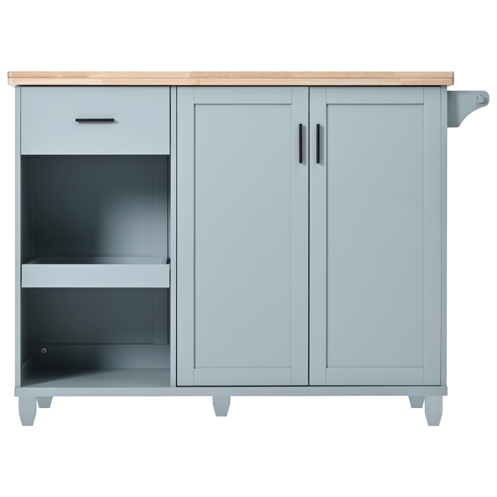 K&K Kitchen Island with Foldable Counter Top for Kitchen, Living Room, Dining Room, Grey Blue