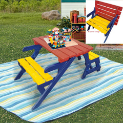 KID'S MULTI-FUNCTIONAL  ARM CHAIR,TABLE+ 2 BENCHES (All-in-one)