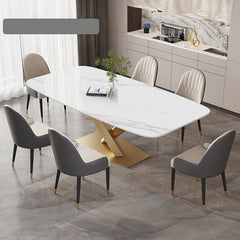 Luxurious Rectangular Dining Table - Durable Marble Top & Steel Pedestals in Large jh-067