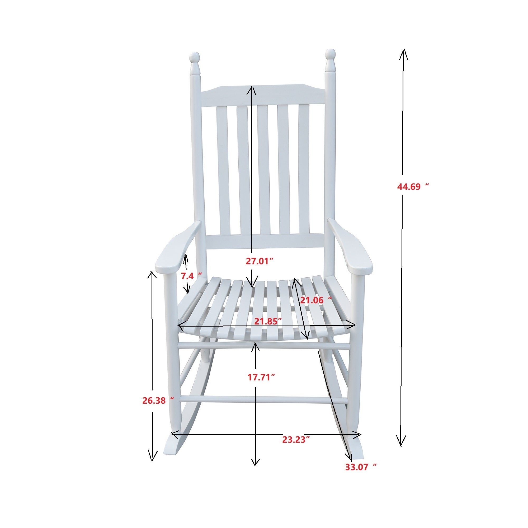 wooden porch rocker chair  WHITE, without mat