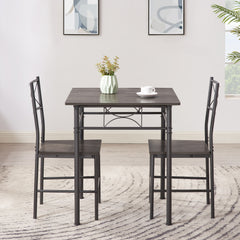 3-Piece Kitchen Dining Set with Grey Chairs & Table