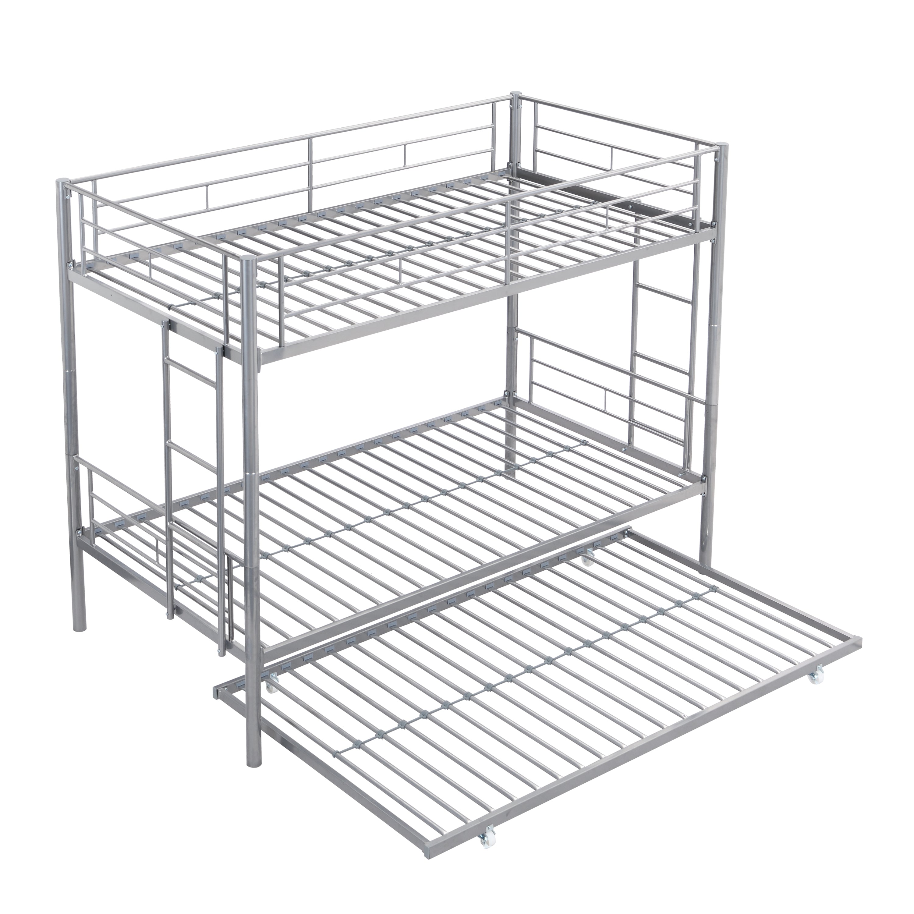 METAL BUNK BED WITH TRUNDLE  SILVER