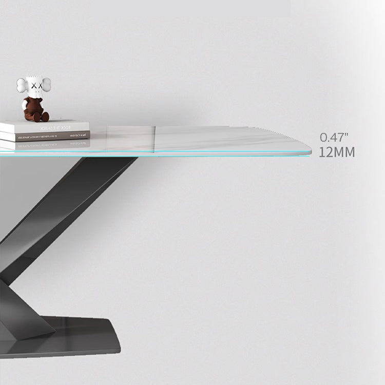 Modern Rectangular Dining Table with Marble Top & Laminated Wood Pedestals for 6 fps-773-msds