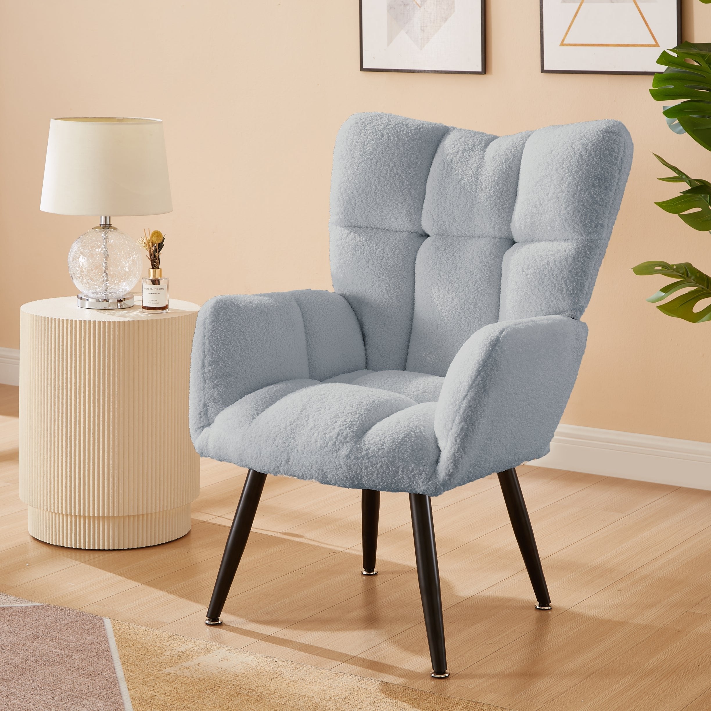 Modern Single Sofa Armchair with High Backrest Comfy Reading Chair for Small Spaces/Living Room/Bedroom/Apartment (COLOR:BLUE)