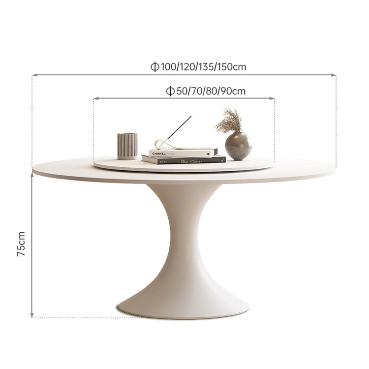 Minimalistic Marble Dining Table Round with Pedestal for Diningroom qc-wy-905