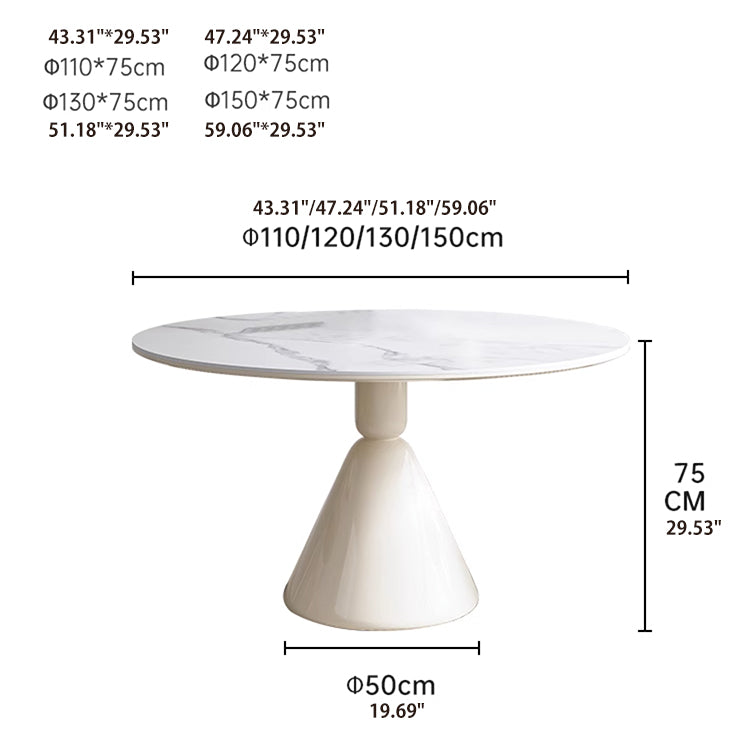 Minimalistic Round Marble Dining Table - Carbon Steel Pedestal Perfect for Diningroom jh-268