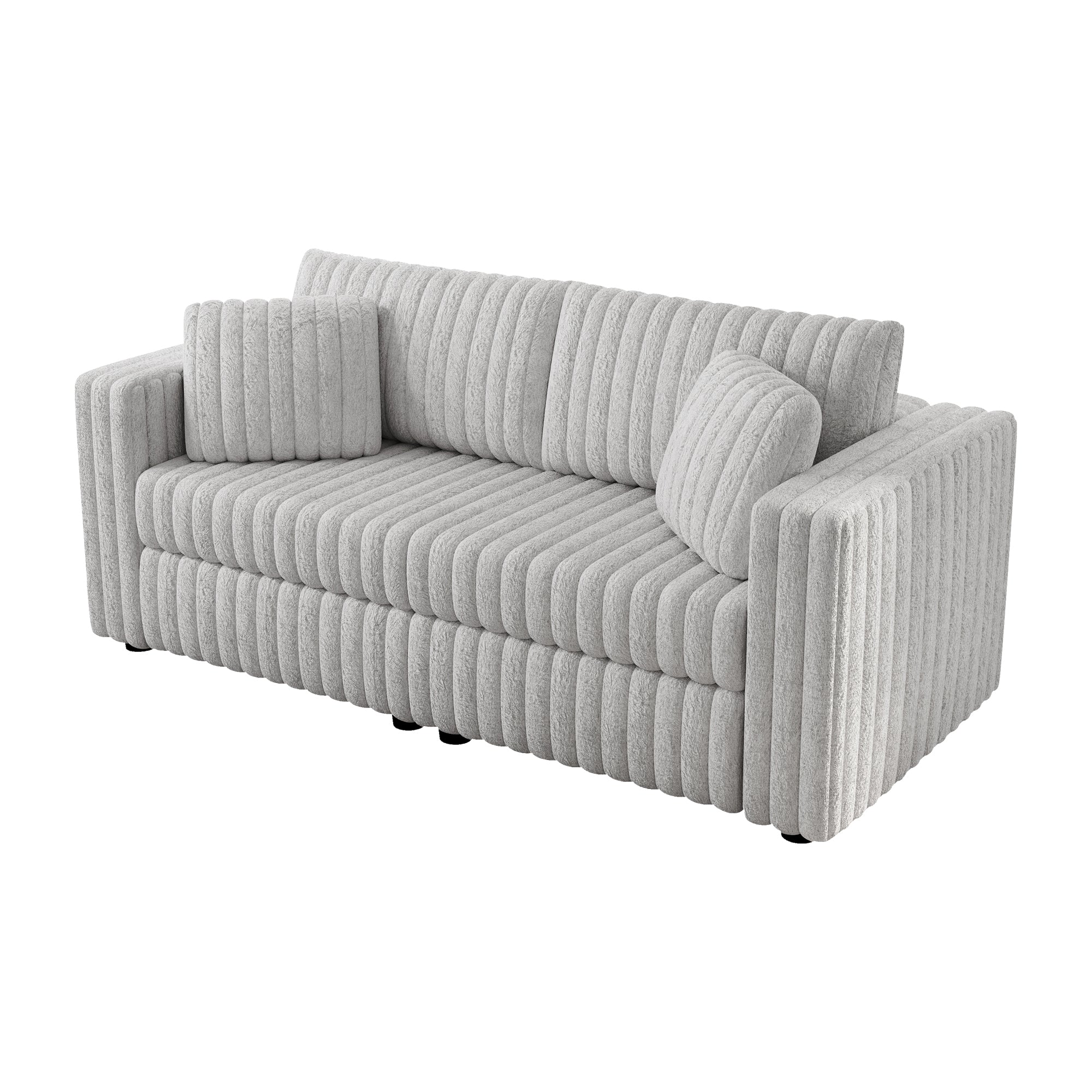 75.6" Soft Rabbit Plush Modular 2-person Sofa - Highly Comfortable with Distinctive Design. Perfect for Bedroom & Living Room. Light gray. Modern & Plush Furniture Choice.