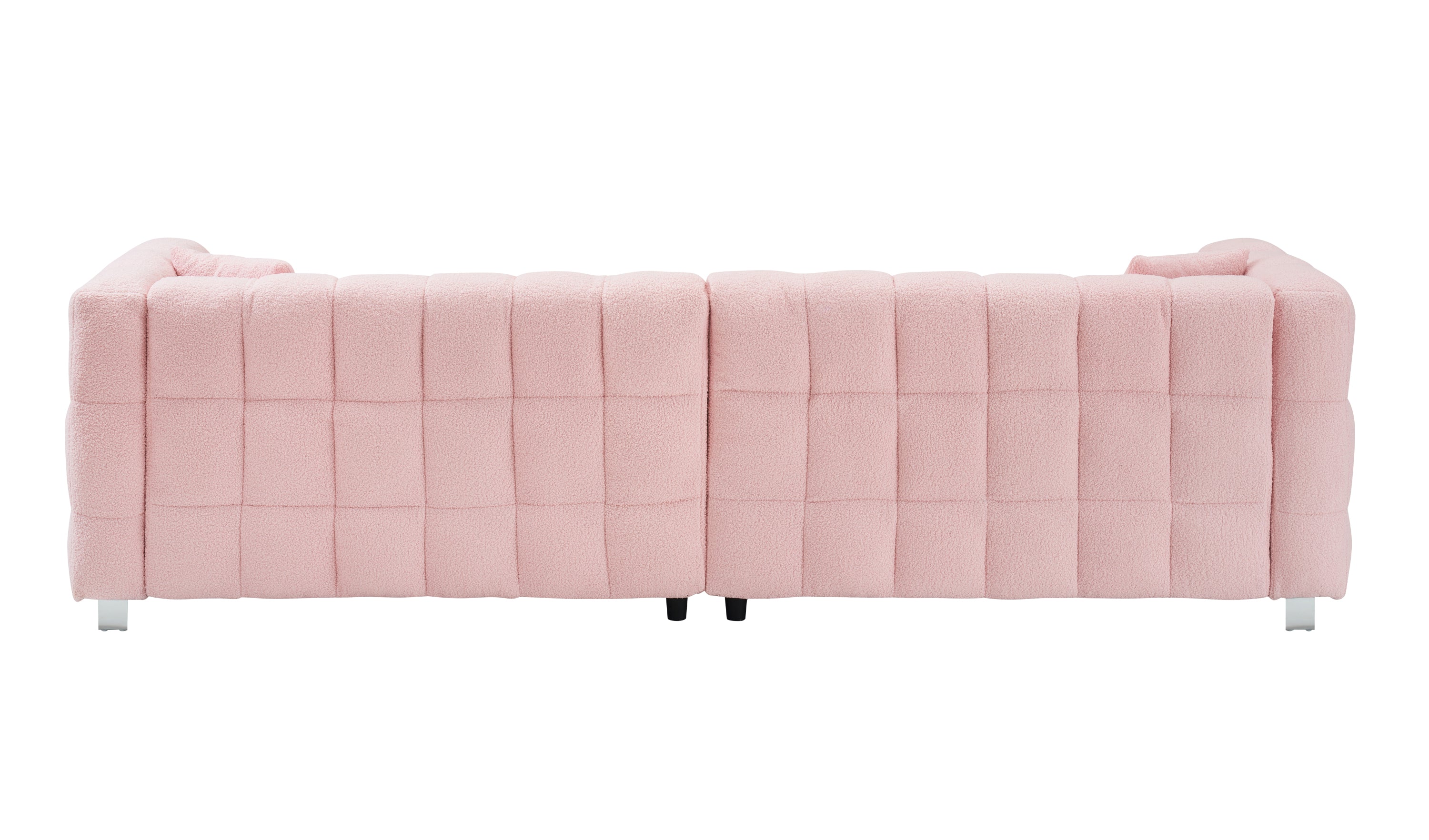 102" Pink Teddy Fleece Modular Pit Sofa with 2 Pillows for Living Room Luxurious 4-Seater Design