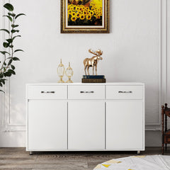 52.6" White Cabinet with Doors & Drawers for Storage - Minimalistic Design for All Your Room