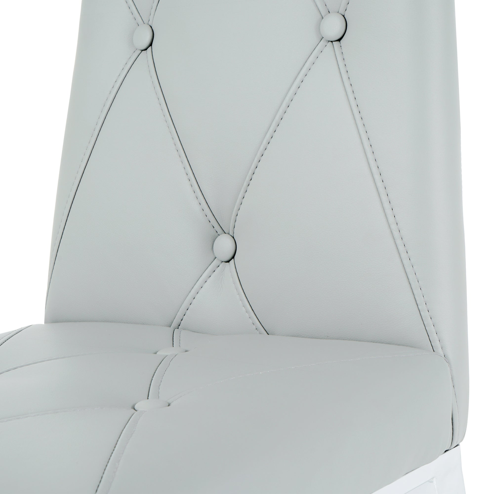 Light Grey PU Dining Chair with Electroplated Legs (Set of 2)