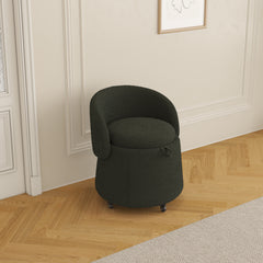 Modern 23" Movable Dark Green Storage Chair - Multi-Functional Design in Teddy Fleece for Living Room