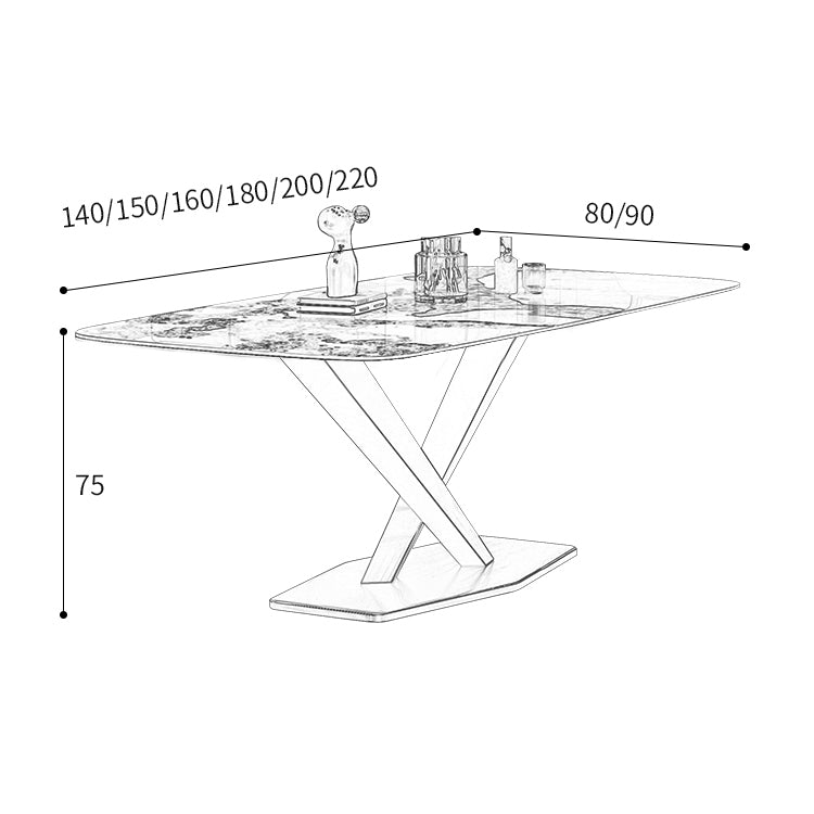 Luxurious Dining Table Rectangle Marble Top with X-Base – Perfect Decor for Diningroom jh-062