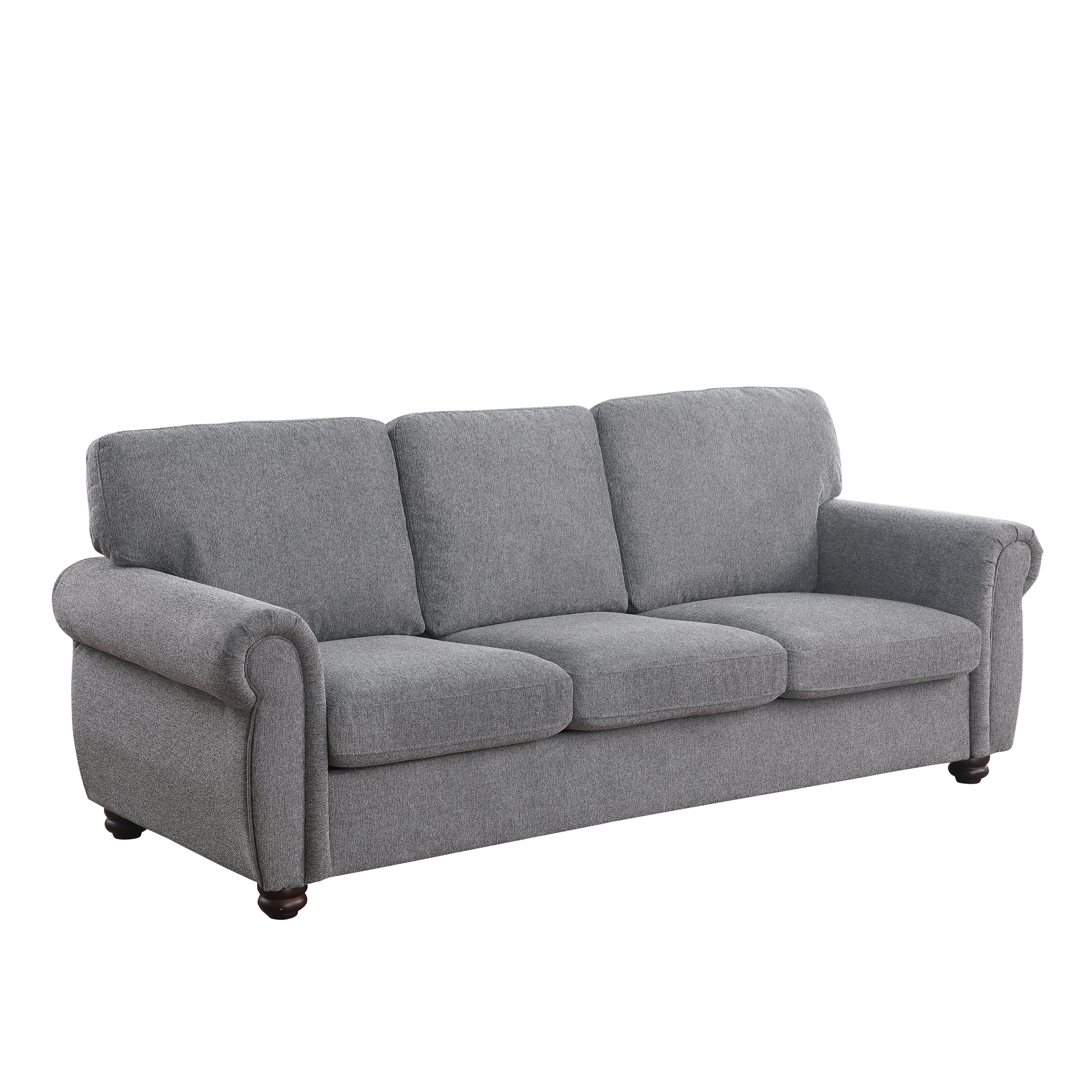 3-Seater Dark Gray Chenille Sofa