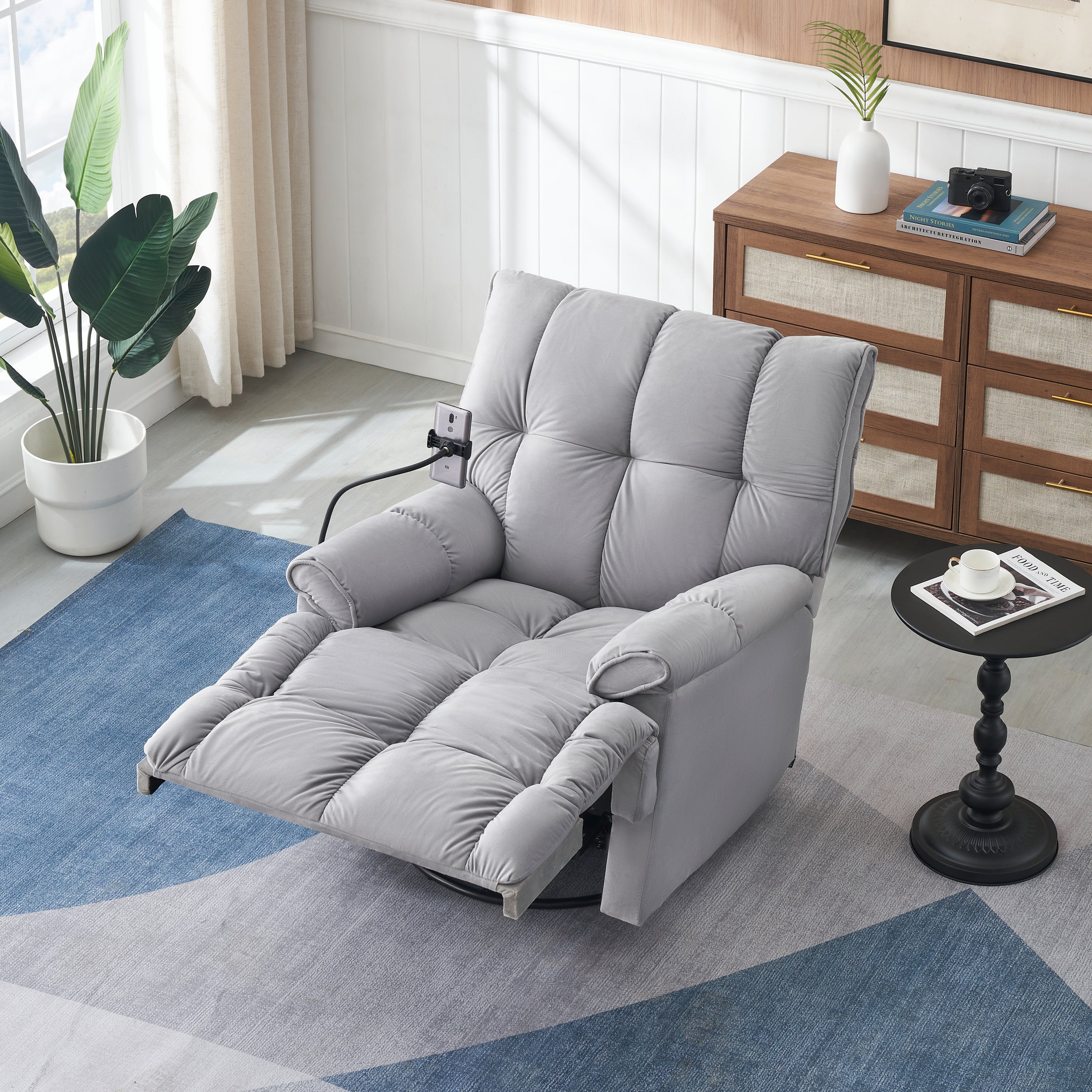 Single chair Gray comfortable seat, the seat is soft and comfortable, suitable for small living room space single sofa