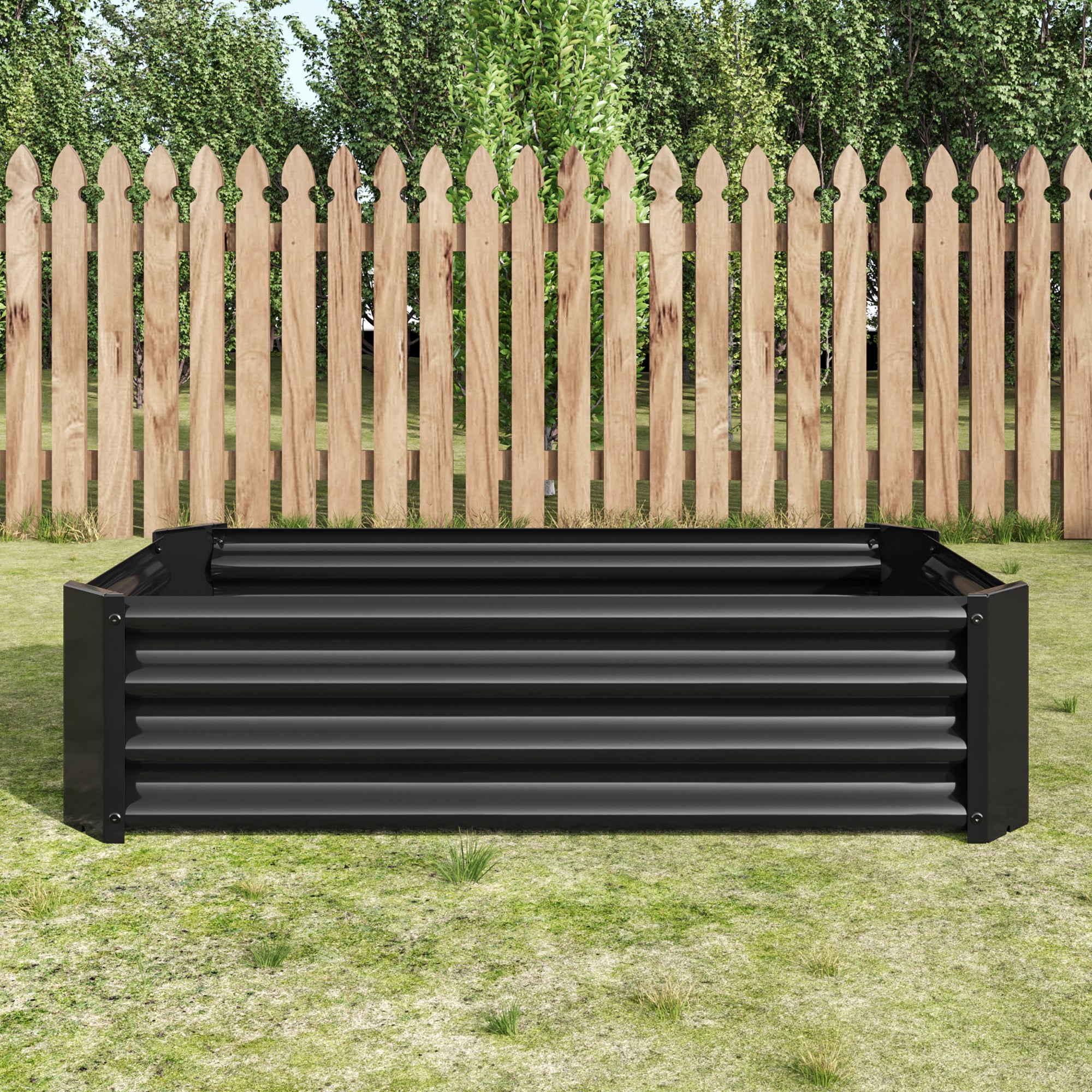 Metal Raised Garden Bed, Rectangle Raised Planter 4×2×1ft  for Flowers Plants, Vegetables Herb Black