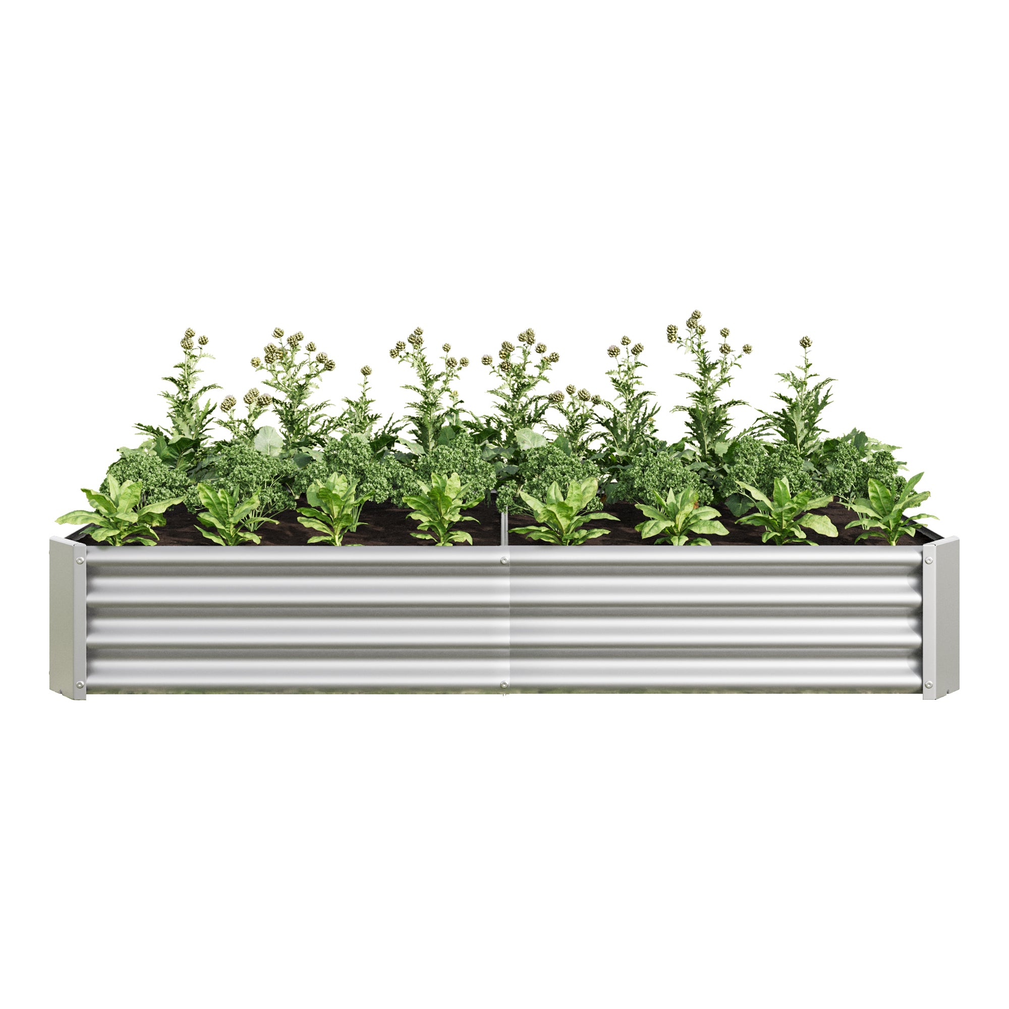 Raised Garden Bed Outdoor, 6×3×1ft , Metal Raised  Rectangle Planter Beds for Plants, Vegetables, and Flowers - Silver