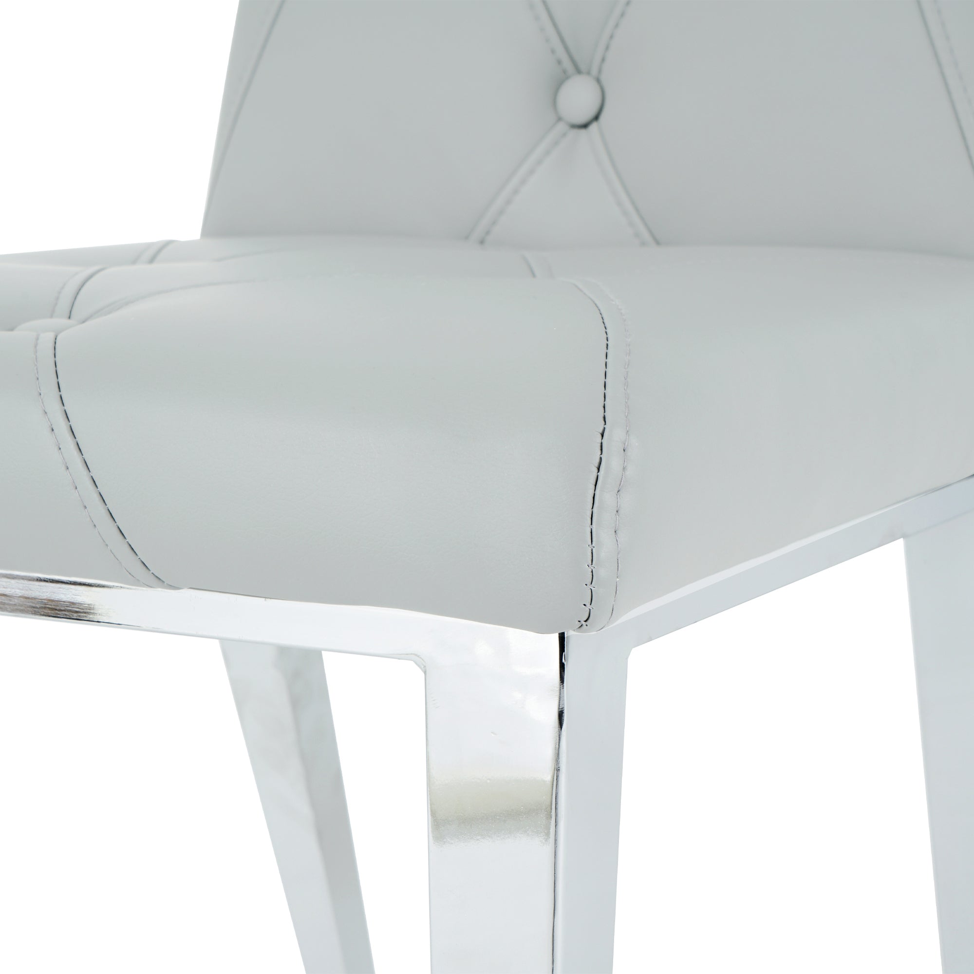 Light Grey PU Dining Chair with Electroplated Legs (Set of 2)