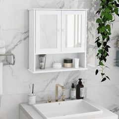 21.7" Bathroom Wall Cabinet with Doule Mirror Doors and Shelvs for Storage