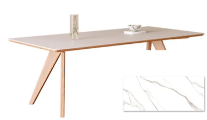 Modern Ash Wood Dining Table Rectangle Marble Top Perfect Design for 6-8 Person jh-059