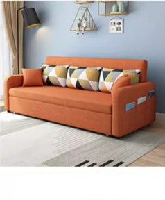 Stylish Cotton-Linen Sofa with Solid Wood Frame - Available in Orange, Dark Gray, Blue, Khaki, and Light Brown fsx-1004