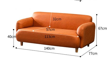 Modern Techno Fabric Sofa Set in Orange, Off-White, Dark Blue, and Green with Elegant Wood Accents qm-1