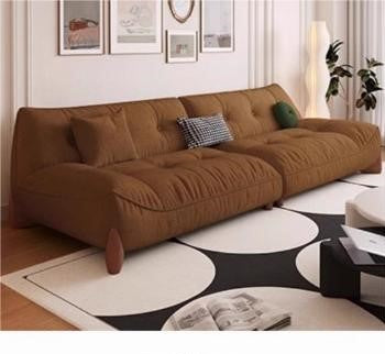 Luxurious Beige and Dark Yellow Sofa with Khaki and Brown Accents - Pine and Oak Wood Frame - Premium Down Filling hatx-1020