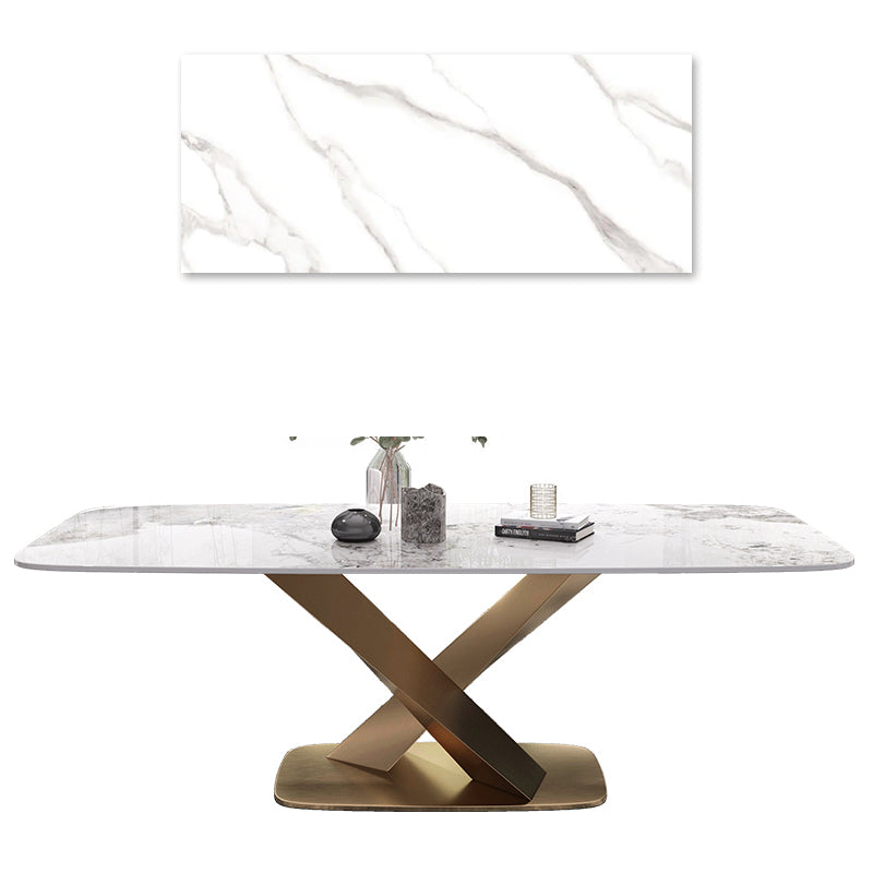 Luxurious Rectangular Dining Table - Durable Marble Top & Steel Pedestals in Large jh-067