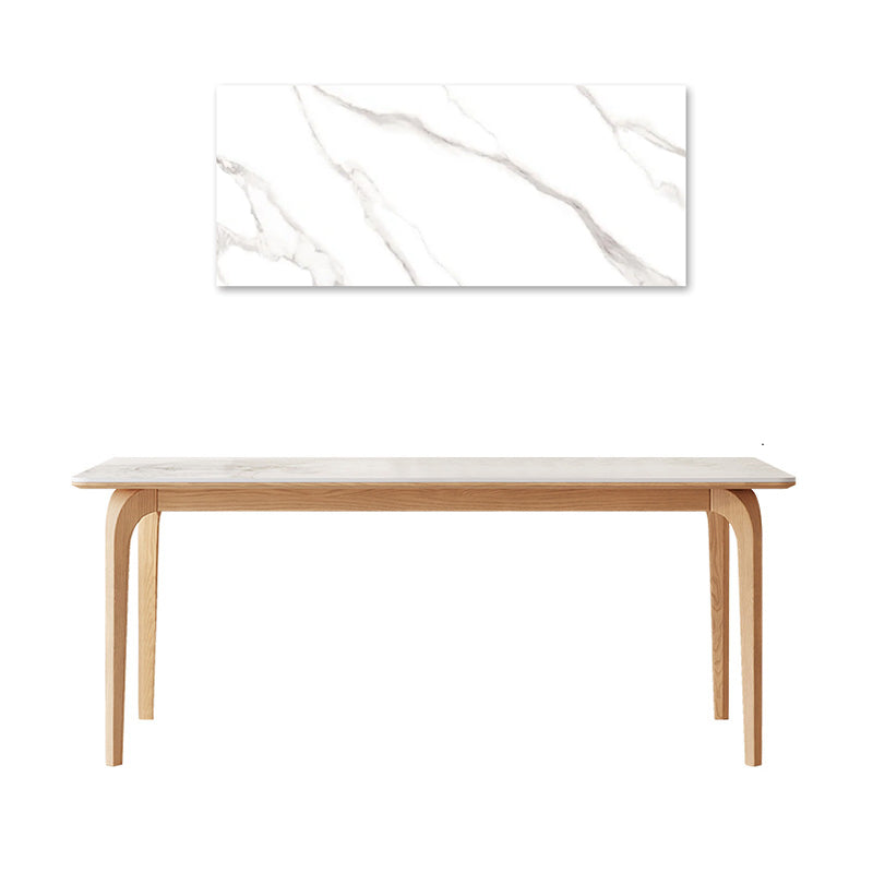 Minimalistic Rectangular Dining Table with Marble Top and Ash Wood Frame for 6-8 Seaters jh-061