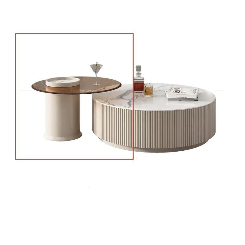 Modern Round Sintered Stone Coffee Table Set - Stylish with Storage for LIvingroom hjl-1209