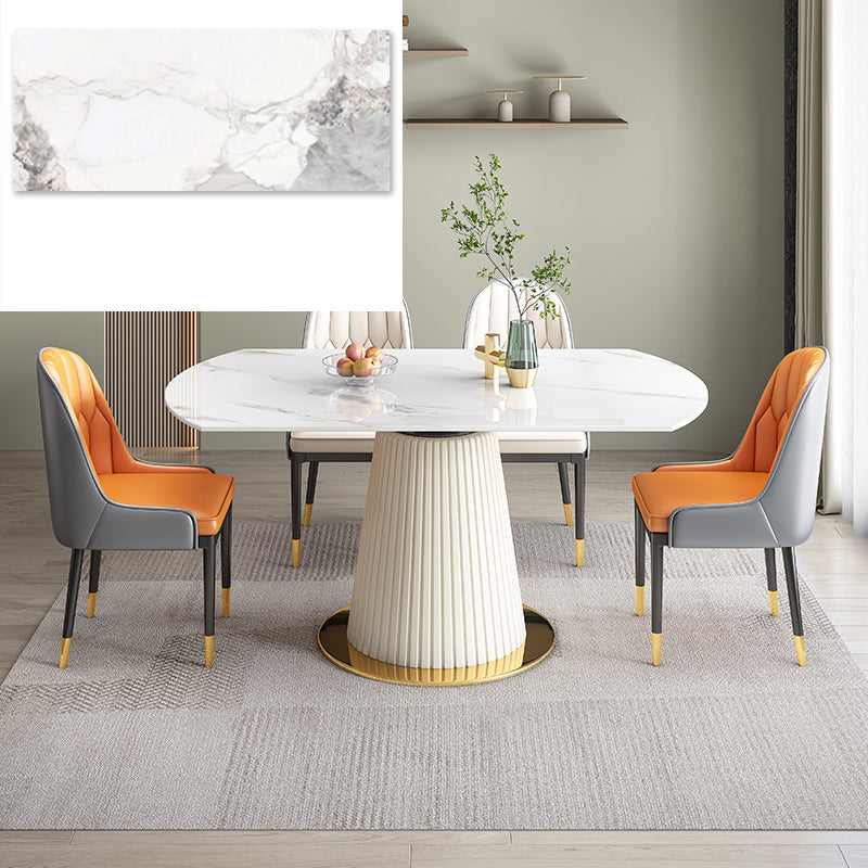 Modern Round Dining Table with Extendable Marble Top - Perfect for Your Dining Room qc-wy-1069-ty